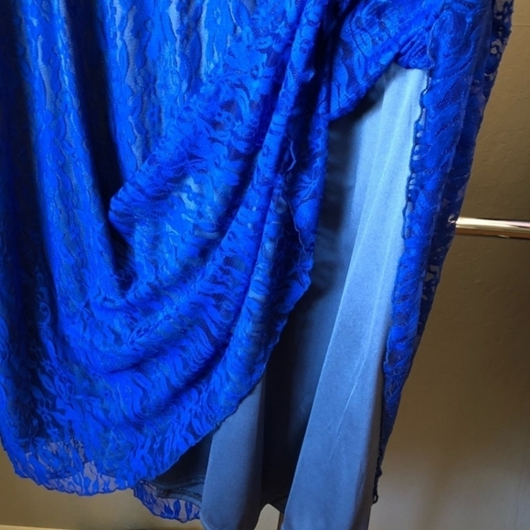 LulaRoe Royal Blue Lace Lined Lola Skirt Women's 2X Elastic Waist Plus Size EUC - Picture 2 of 6